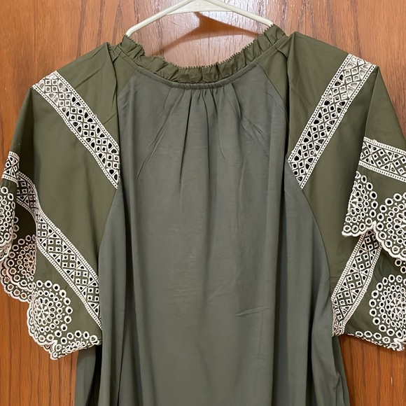 LANE BRYANT NWT Womens Size 18/20 Green Cream Eyelet Short-Sleeve Knit Top - Picture 10 of 10